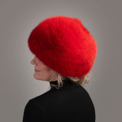 Kožušinová čiapka klasická , pravá kožušina , polárna líška farbená červená