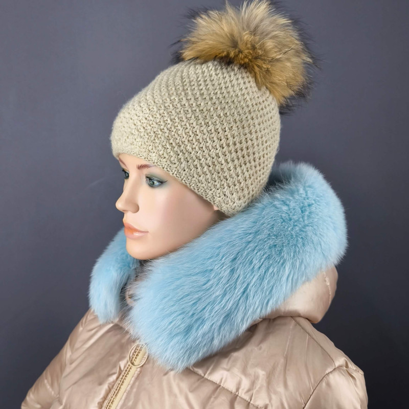 Kožušinový lem na kapucňu ,pravá kožušina polárna líška farbená tmavomodrá