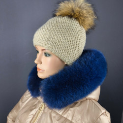 Kožušinový lem na kapucňu ,pravá kožušina polárna líška farbená tmavomodrá