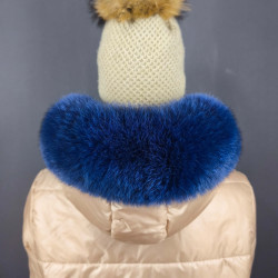 Kožušinový lem na kapucňu ,pravá kožušina polárna líška farbená tmavomodrá